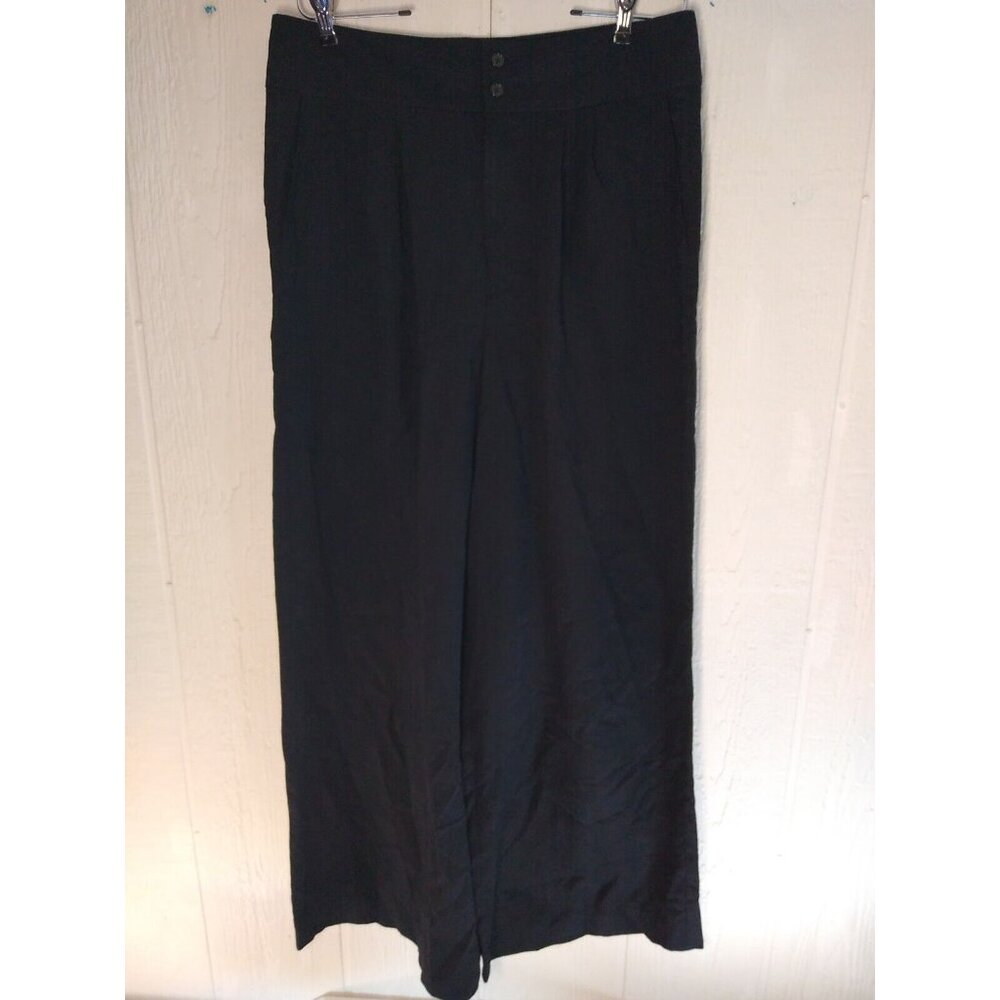 BCBGeneration Dress Pants Women's L Black Wide Leg Career Trousers Pleated NWOT